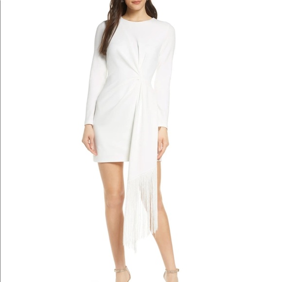 ONE33Social Twist Fringe Long Sleeve Cocktail Mini - Picture 1 of 11